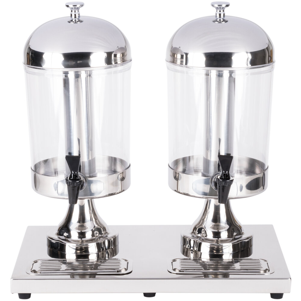 8.5 Qt. Clear Beverage Dispenser Double Stand Stainless Steel