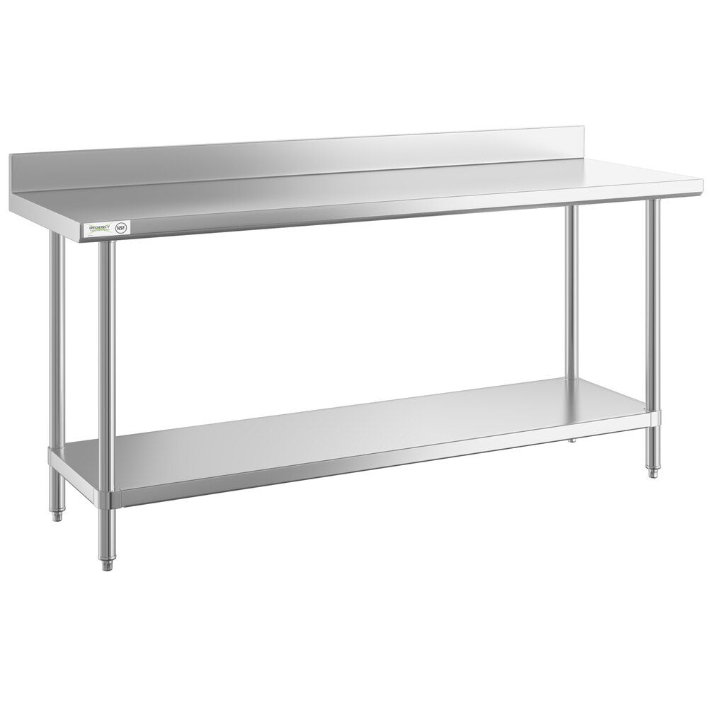 Regency 24 inch x 72 inch 16-Gauge Stainless Steel Commercial Work Table with 4 inch Backsplash and Undershelf