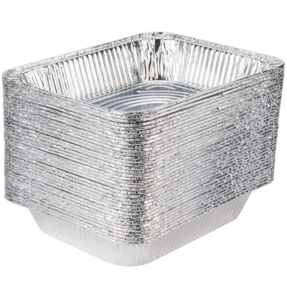 Half Size Aluminum Foil Pans, Deep Disposable Trays (12.7 x 2.2 x