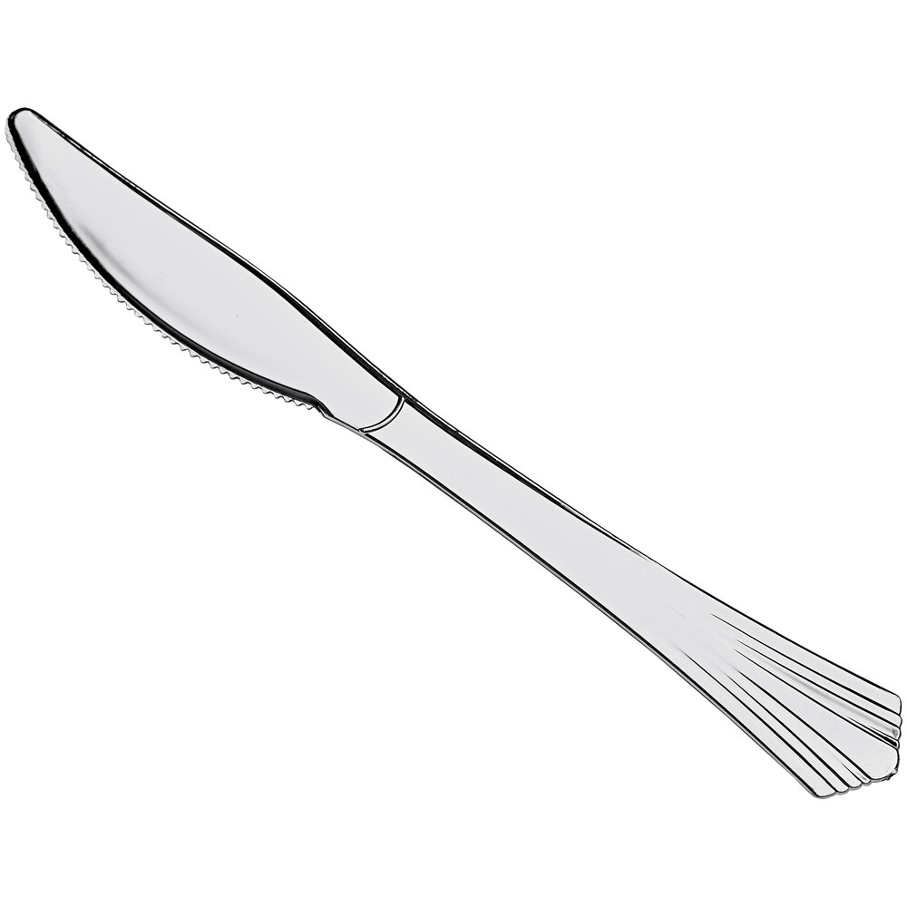 Visions 7 1/2" Flared Heavy Weight Silver Plastic Knife 50/Pack