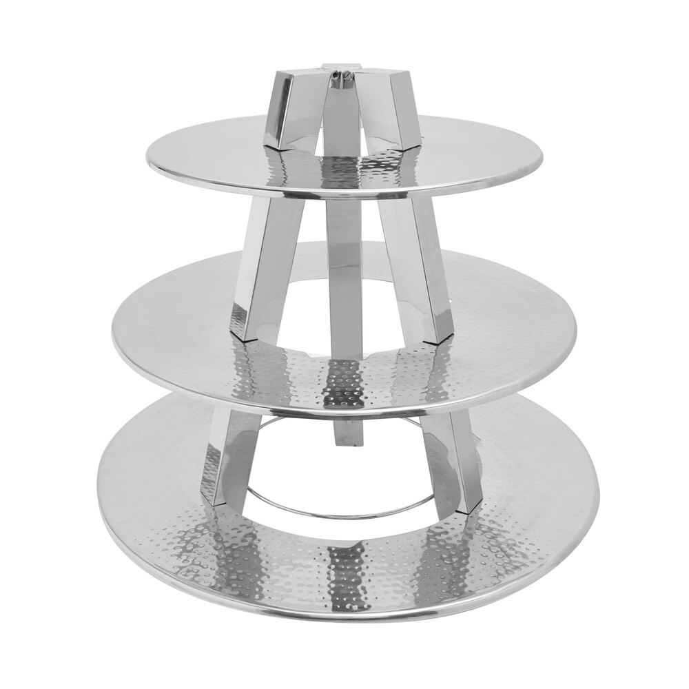 American Metalcraft TTS2319 3 Tier Display Stand Hammered Stainless Steel