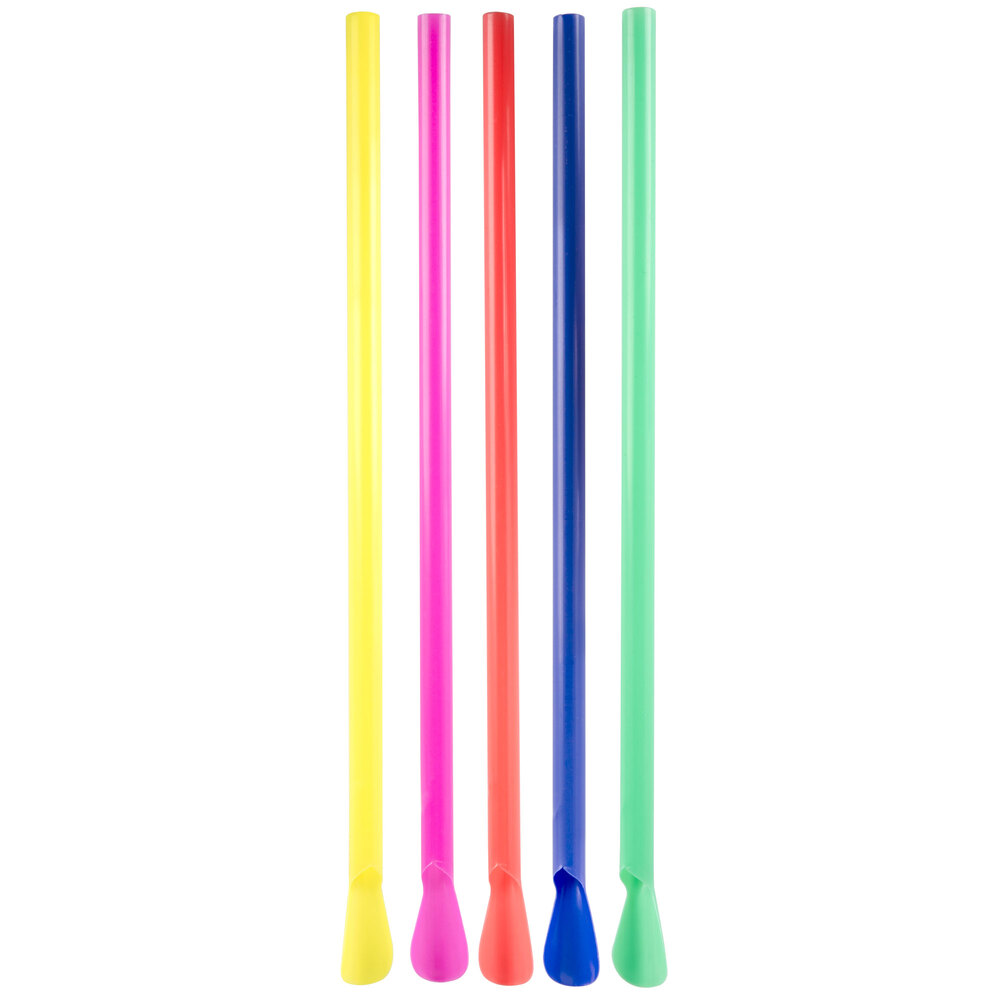 400 Jumbo Spoon Straws Multi Color 8" Smoothie-Slushie-Shake  Free Ship US Only 