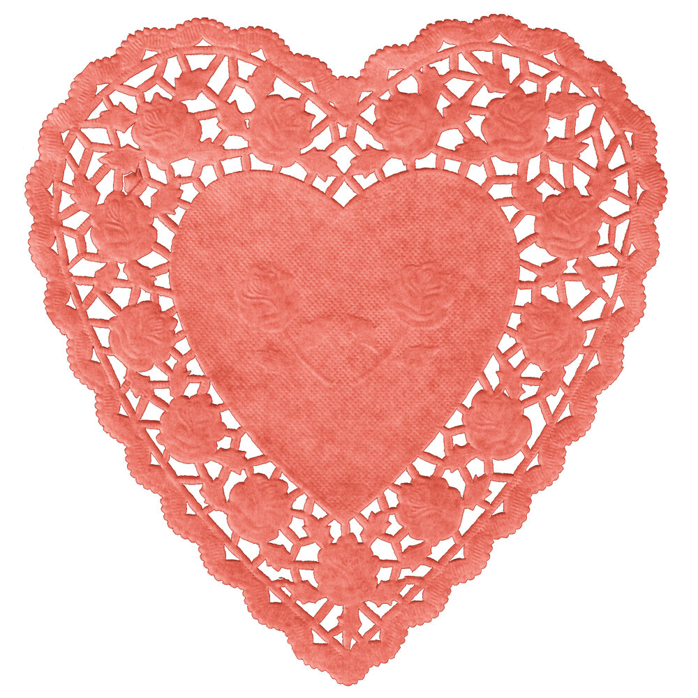 6" Red Paper Heart Doilies 1000/Case