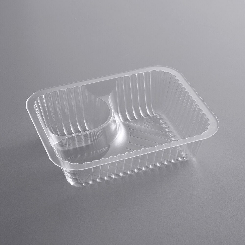 Carnival King Clear 2 Compartment Plastic Nacho Tray - 125/Pack