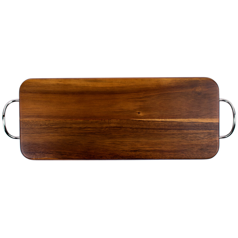 Tablecraft ACAMR2007 Acacia Wood Rectangular Display Board with Brushed