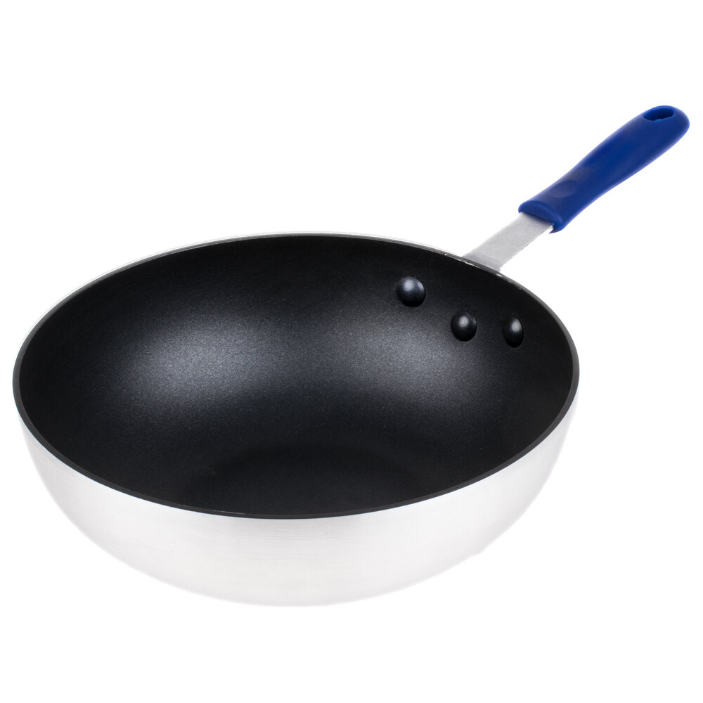 11" Aluminum NonStick Stir Fry Pan with Blue Silicone Handle