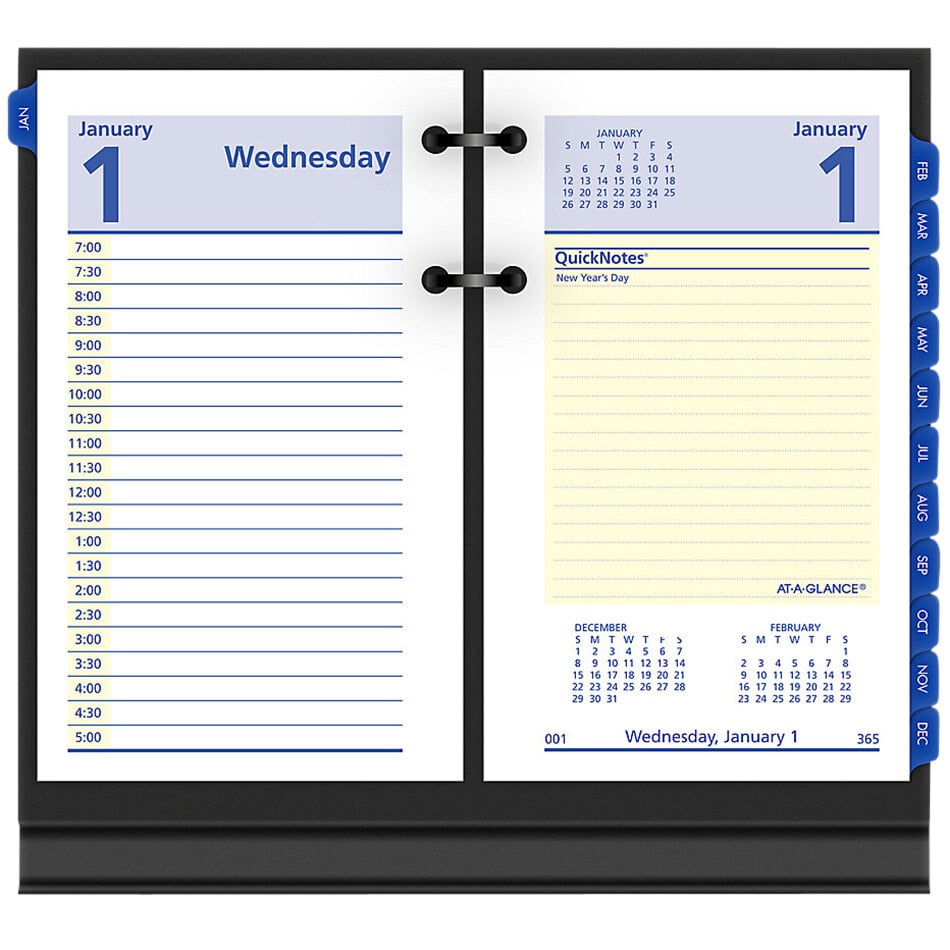AtAGlance E51750 QuickNotes 3 1/2" x 6" 2024 Desk Calendar Refill