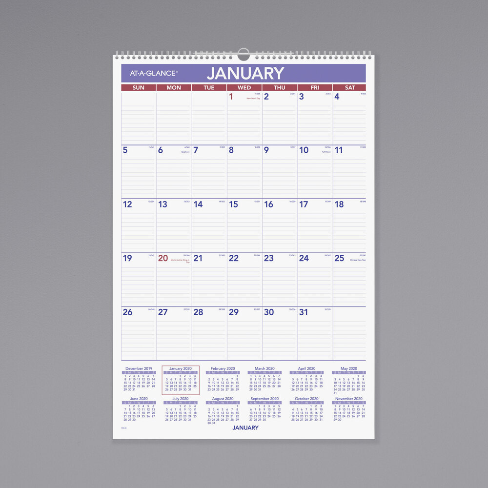 At-A-Glance PM328 15 1/2" x 22 3/4" Monthly January 2021 - December 2021 Wall Calendar with ...