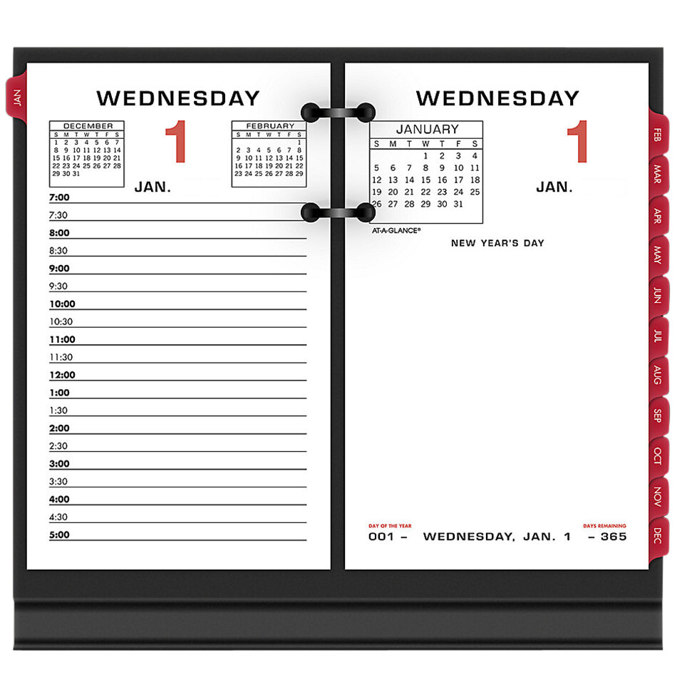 AtAGlance E01750 3 1/2" x 6" Two Color 2024 Desk Calendar Refill