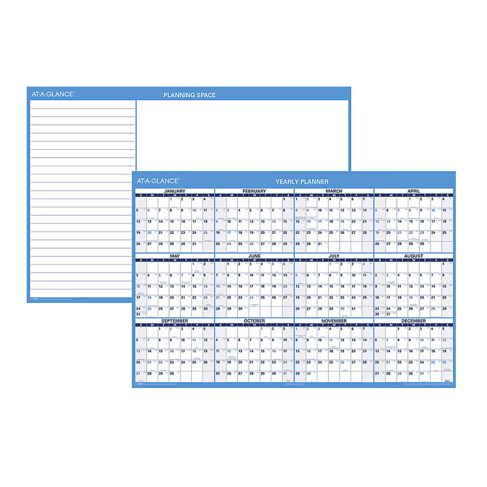 AT-A-GLANCE Erasable Calendar 2025-2026, Dry Erase Wall Planner, 48" X 32", Extra