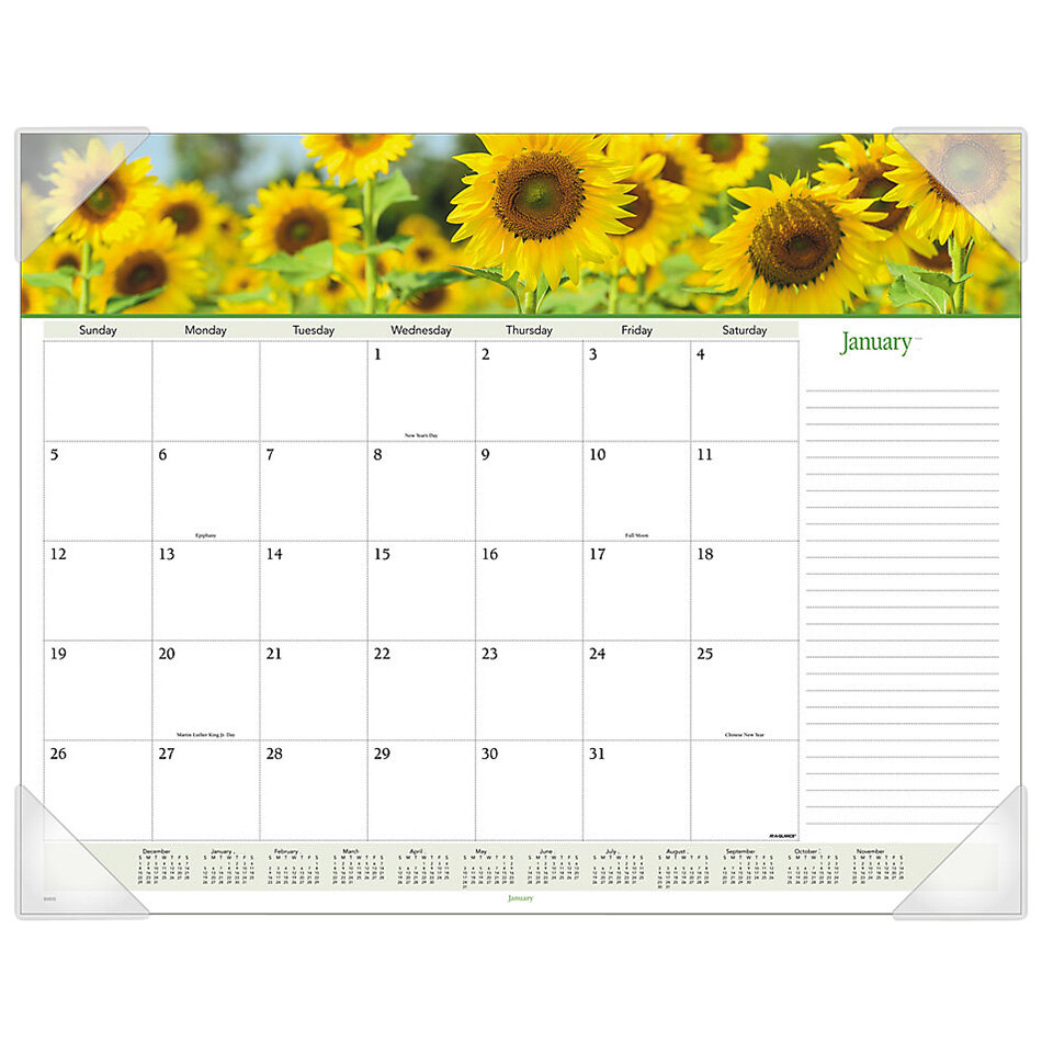 AtAGlance 89805 22" x 17" Floral Panoramic Monthly January 2023 December 2023 Desk Pad Calendar