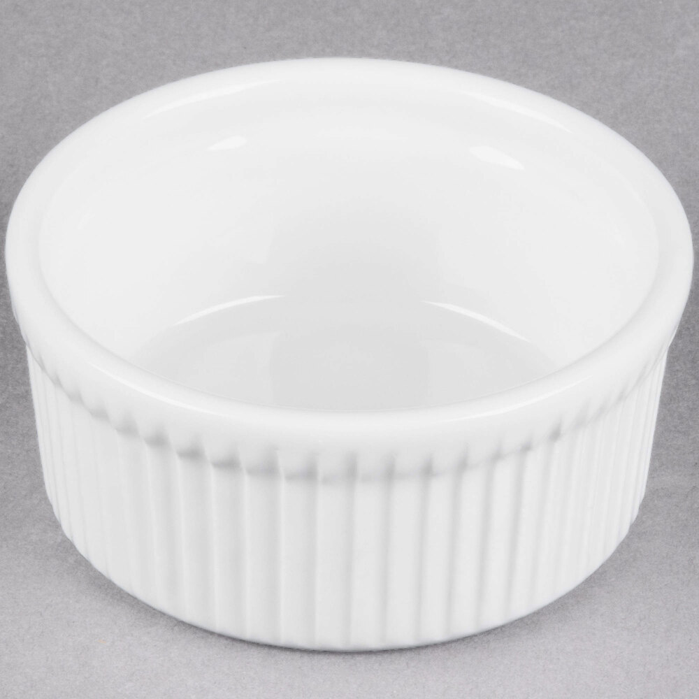 Tuxton BPX-1002 10 oz. Porcelain White Fluted China Souffle / Ramekin ...