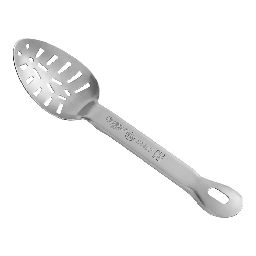 Vollrath 64402 Jacob's Pride® 11 3/4 Heavy-Duty One-Piece Slotted Stainless Steel Spoon