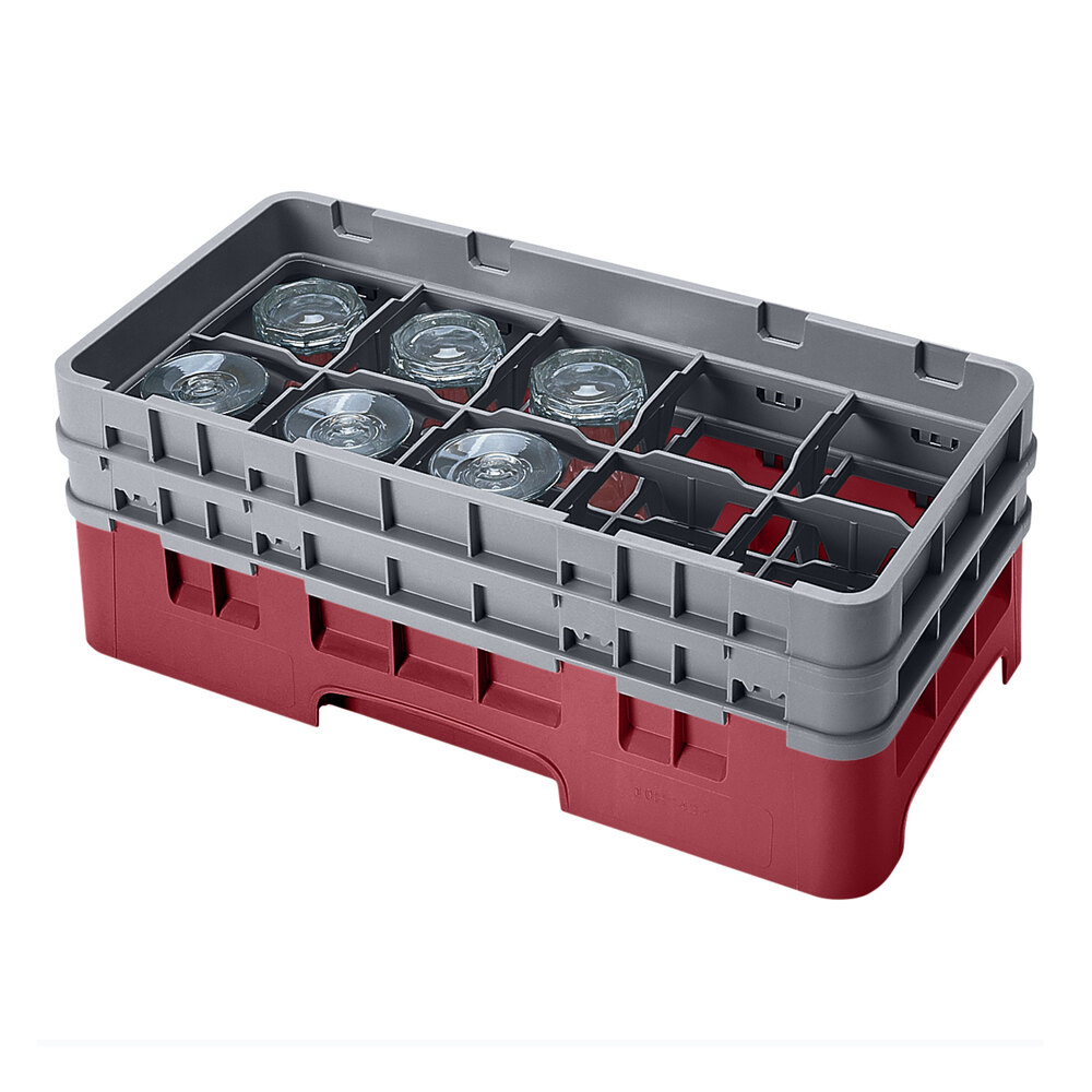 Cambro 10HS434416 Cranberry Camrack Customizable 10 Compartment 5 1/4 ...