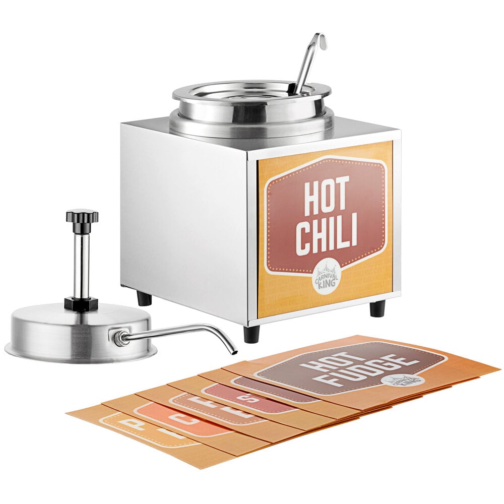 Carnival King WPLL35 3.5 Qt. Warmer with Pump, Inset, Lid, and Ladle - 120V, 550W