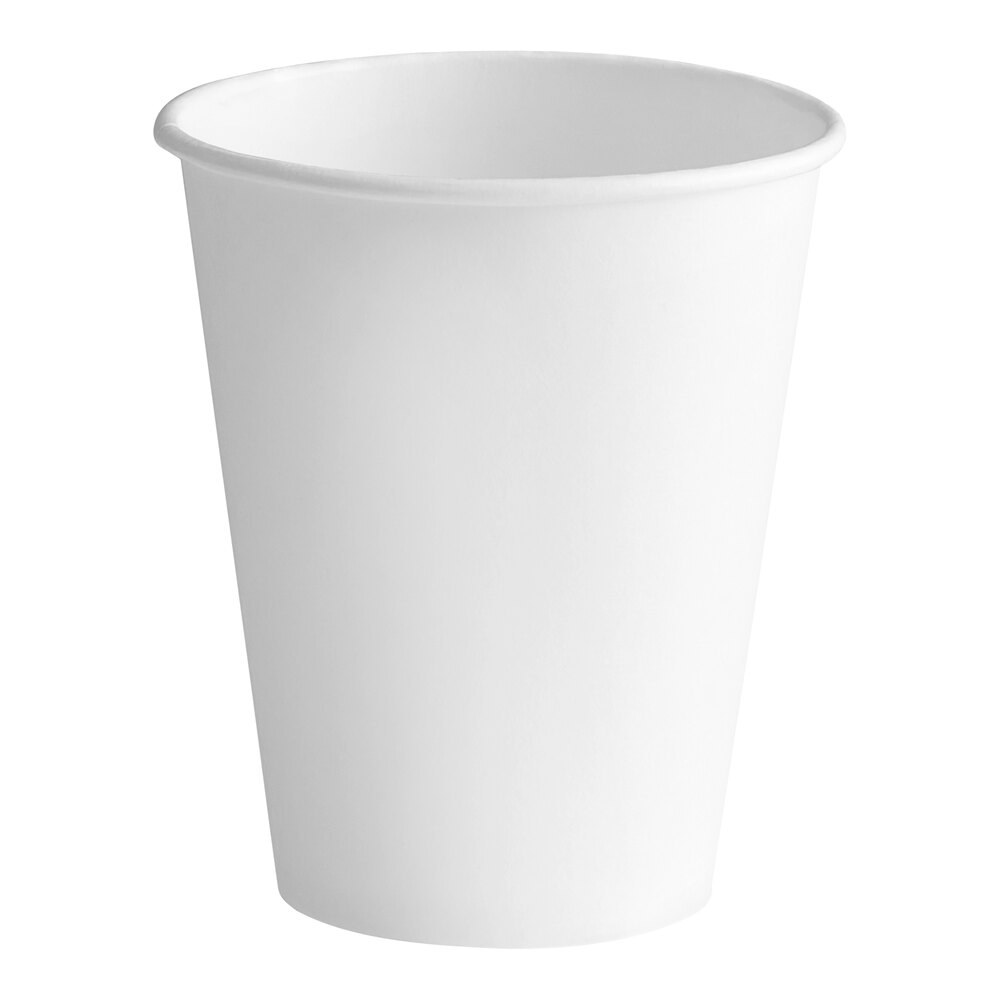 Solo 8 oz. White Single-Sided Poly Paper Hot Cup - 1,000/Case