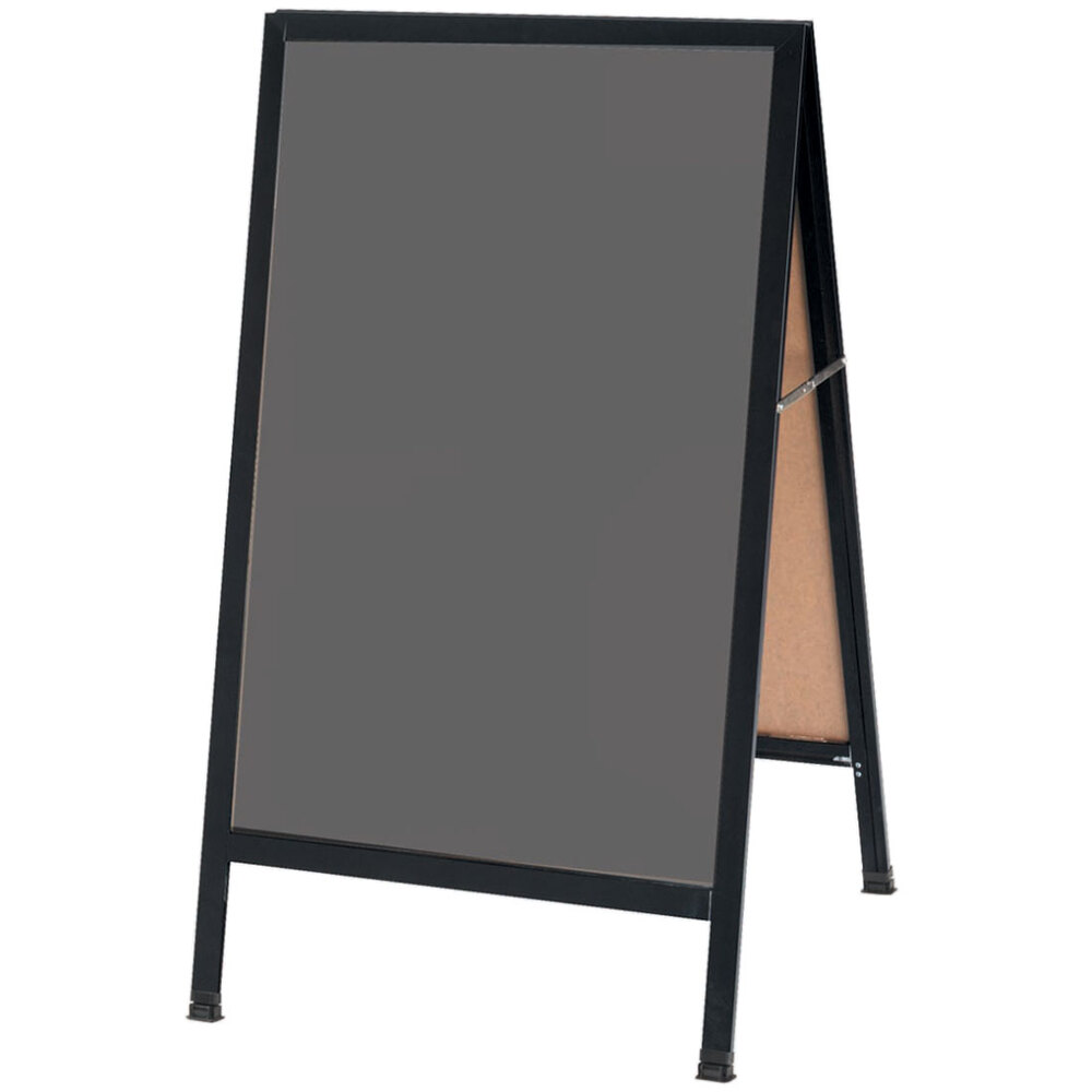 Aarco 42" x 24" Black Aluminum AFrame Sign Board with Slate Gray Write