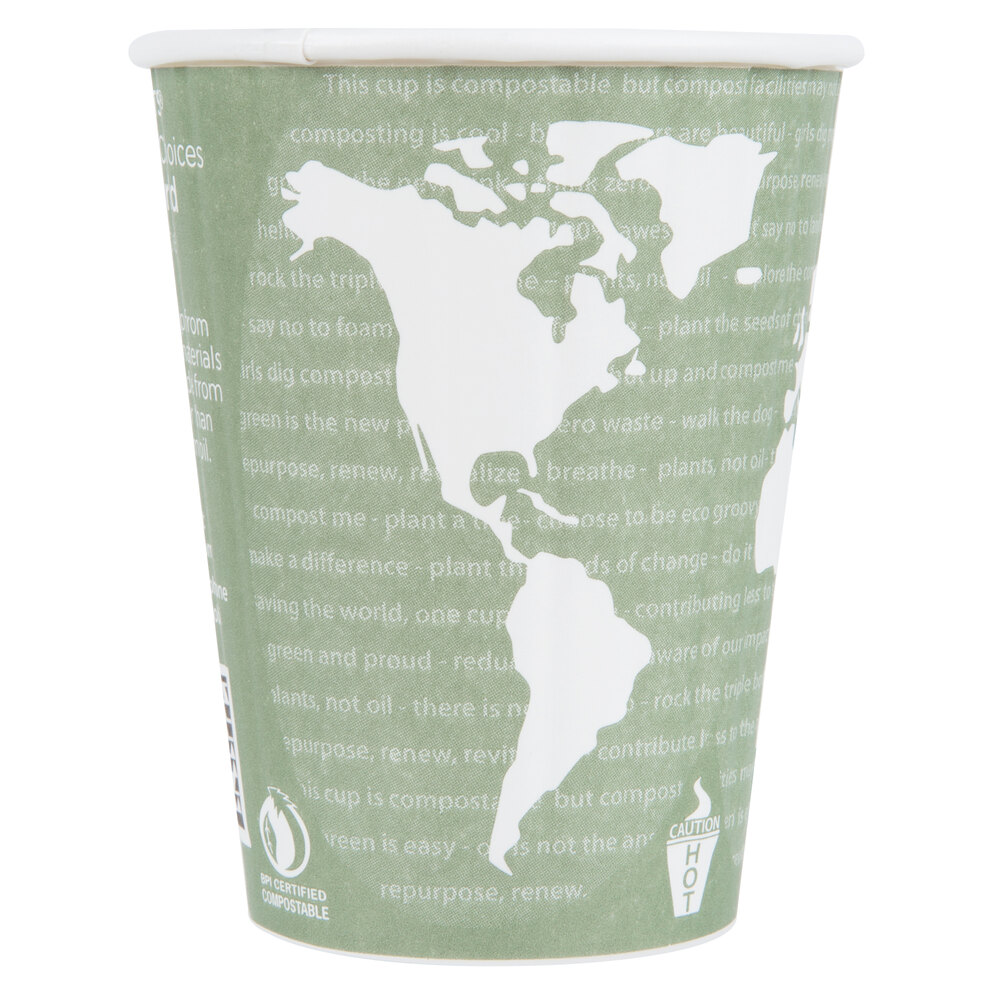 100% Plastic Free 12oz Hot Cold Cup Leaf 100 Pack World's Most Eco Friendly
