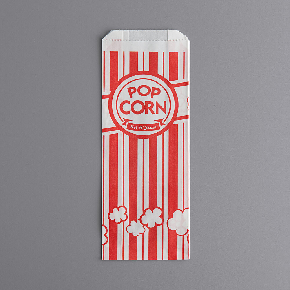 Carnival King popcorn bags 100 count red striped FREE SHIPPING 