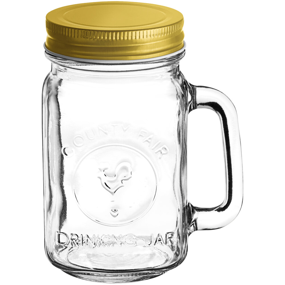 12 pack Glass Round 12 Oz Jars with Gold Lids and Labels