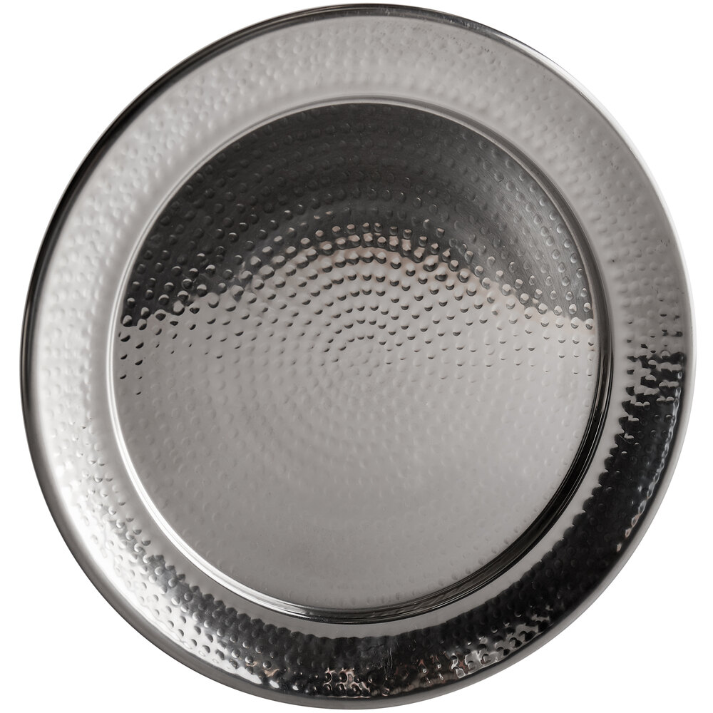 American Metalcraft HMRST1401 14" Round Stainless Steel Hammered Tray