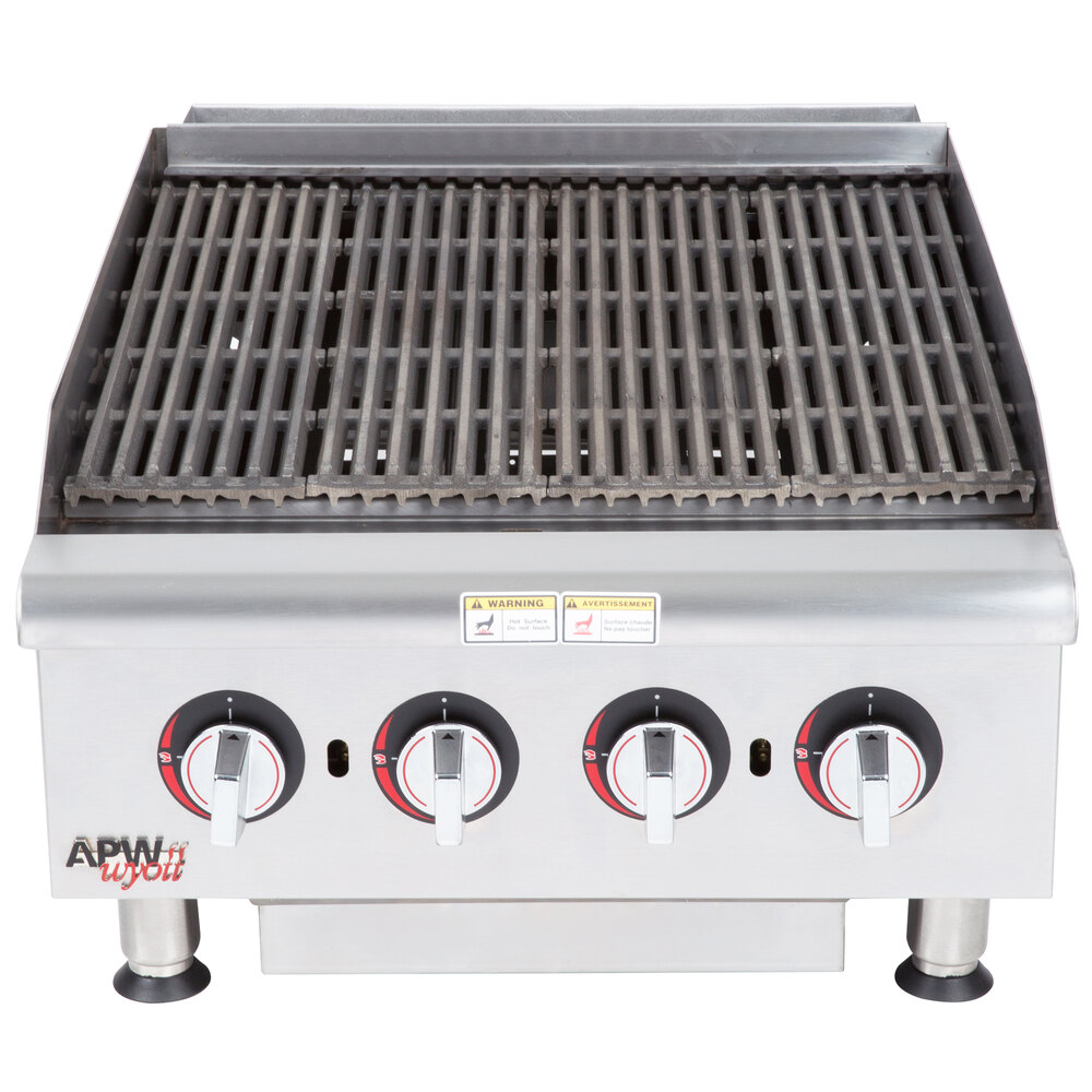 APW Wyott HCRB-2424i Liquid Propane 24" HD Cookline Lava Rock Charbroiler -  80,000 BTU