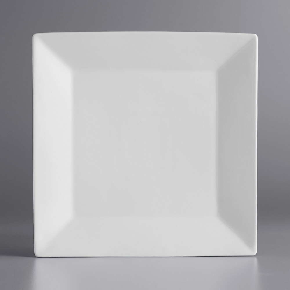White Porcelain Square Dinner Plates Set of 6 Durable Porcelain Multi Purpose 
