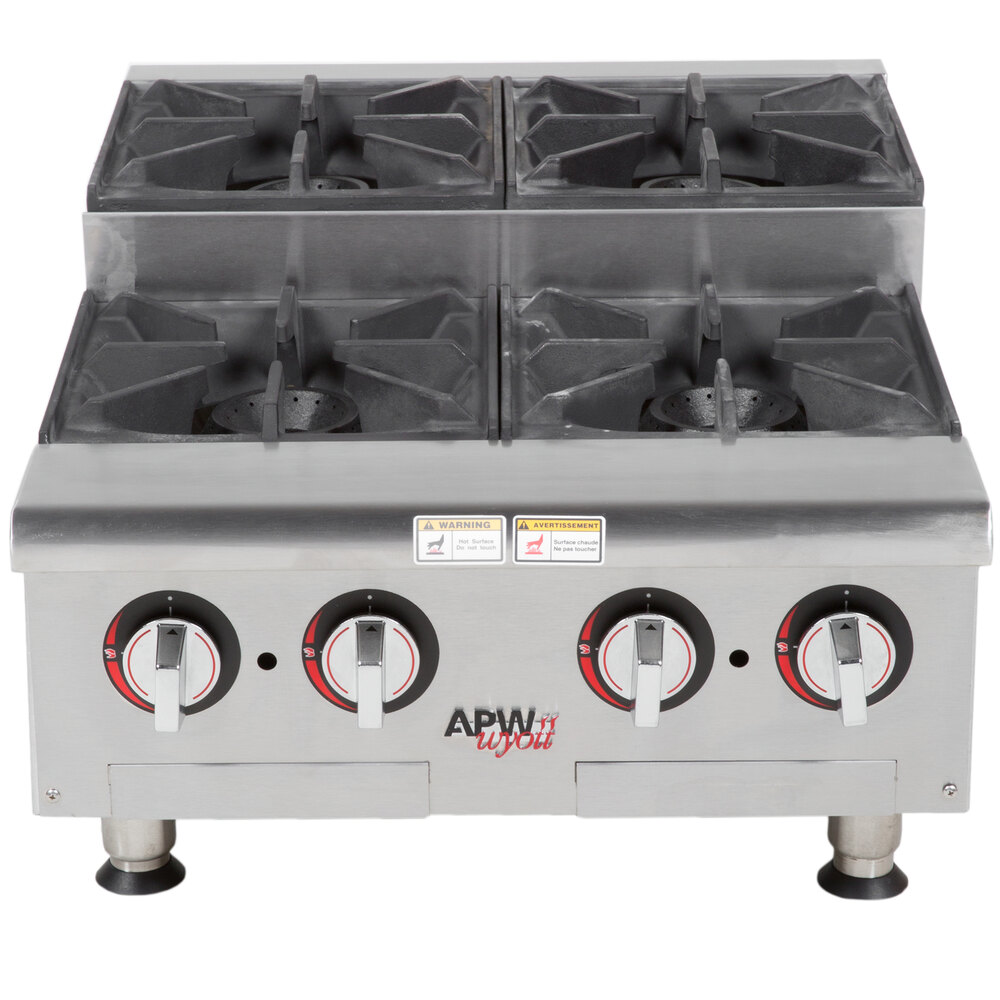 APW Wyott HHPS424 Natural Gas Heavy Duty 4 Burner StepUp Countertop