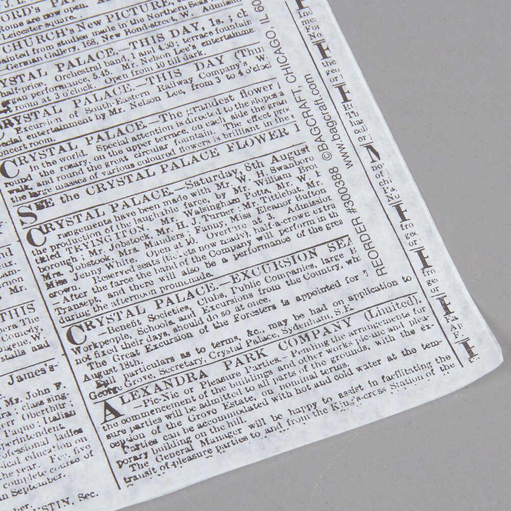 Bagcraft Packaging 300388 16" x 12" Newsprint Deli Sandwich Wrap Paper