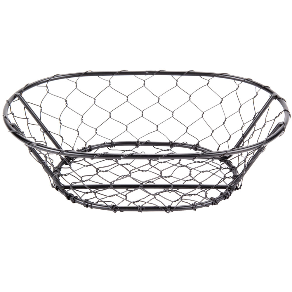 American Metalcraft WIR4 Oval Black Chicken Wire Basket 9 1/2" x 6 1/