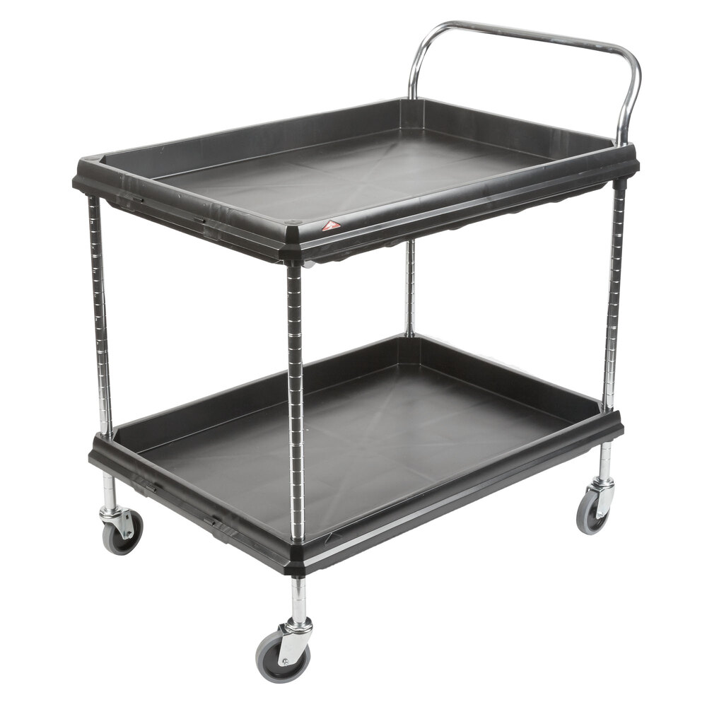 Metro BC26362DBL Black Utility Cart with Two Deep Ledge Shelves 38 3
