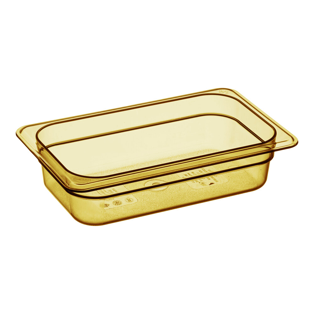 Cambro 42HP150 H-Pan™ 1/4 Size Amber High Heat Plastic Food Pan