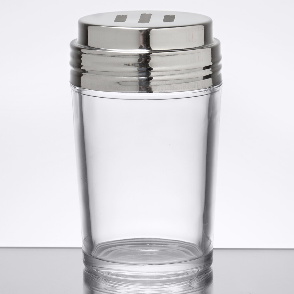 American Metalcraft 4407 6 oz. Clear Glass Contemporary Spice Shaker with Stainless Steel Top