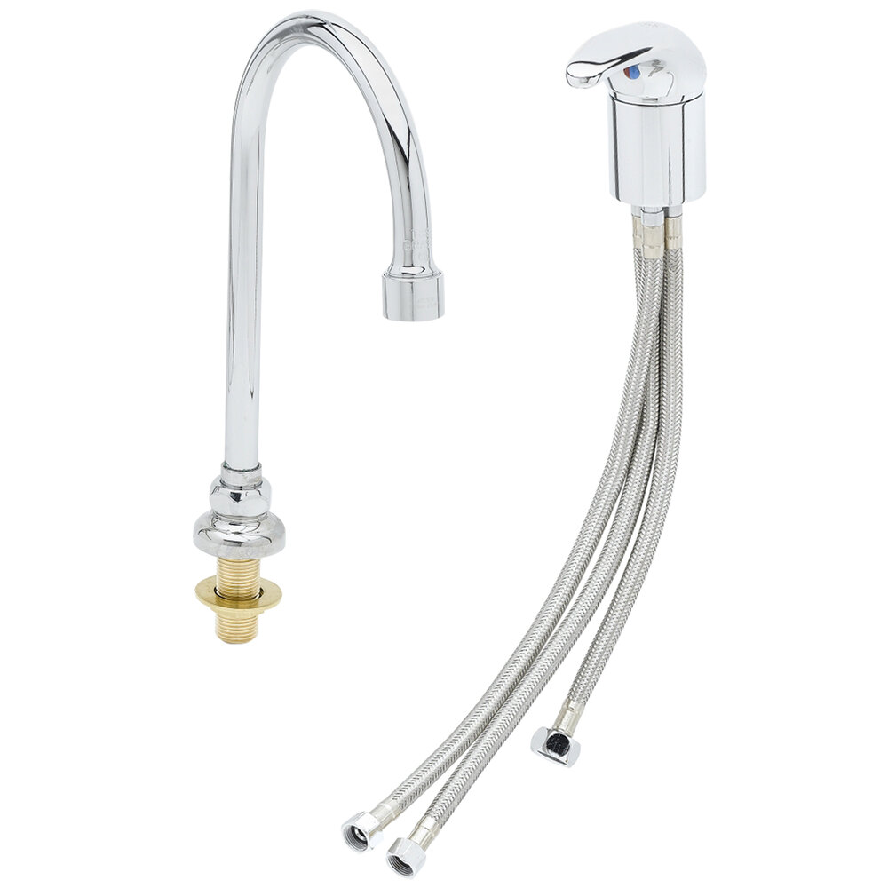 T&S B2742 Single Lever Faucet with Remote On/Off Control Base, Swivel