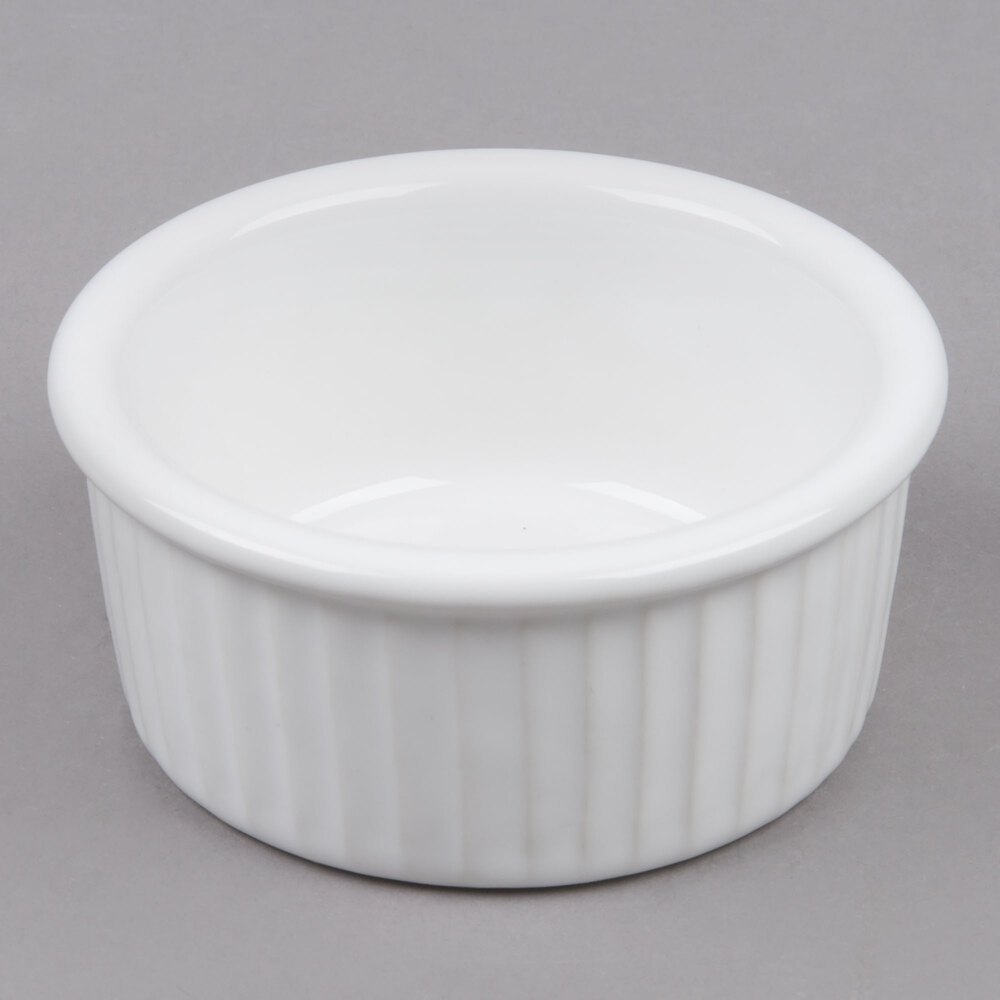Tuxton BWX-0452 4.5 oz. White Fluted China Ramekin - 48/Case