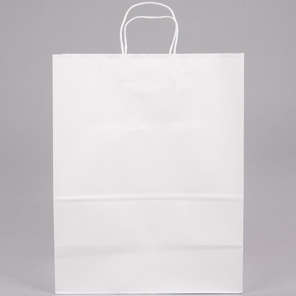 Download 13" x 7" x 17" White Shopping Bag with Handles - 250/Bundle