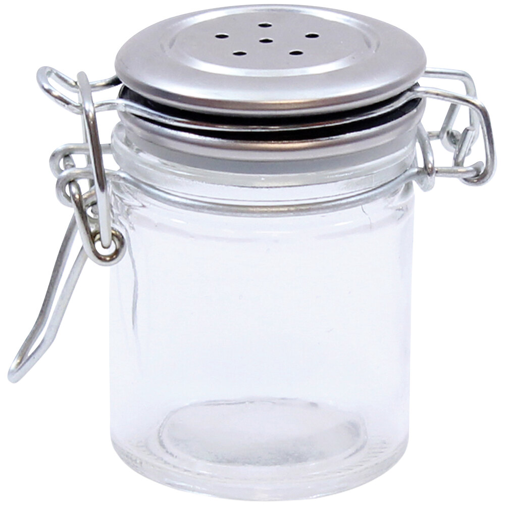 Tablecraft H15S&P 1.5 oz. Resealable Salt and Pepper Shaker Glass Jar