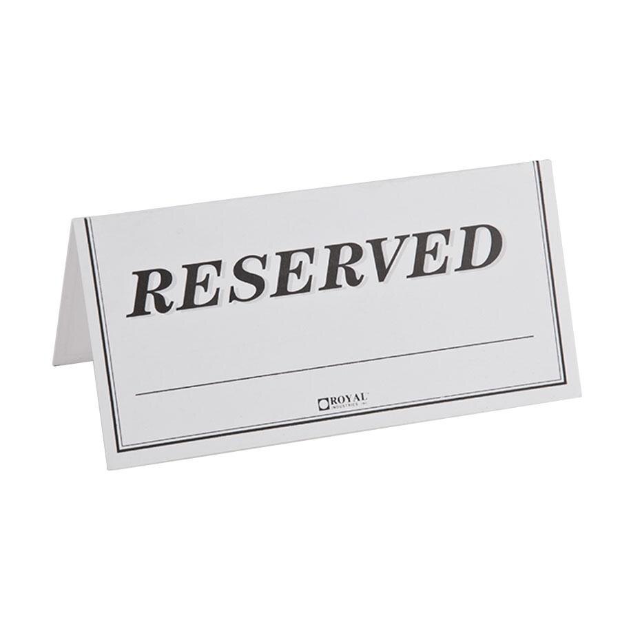 6 X 3 Table Tent Sign Reserved Double Sided 250 Pack