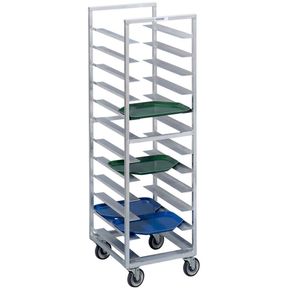 Channel T439A 24 Tray Bottom Load Aluminum Trapezoidal Cafeteria Tray ...