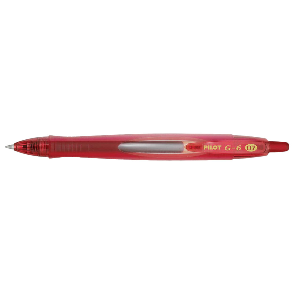 Pilot 31403 G6 Red Ink with Red Barrel 0.7mm Retractable Gel Pen 12/Pack