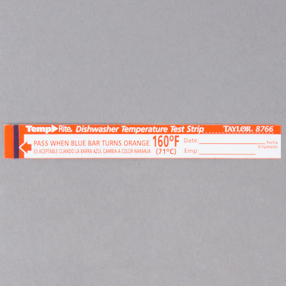 Taylor 8766J TempRite Single Use Dishwasher 160 Degree F Test Strip