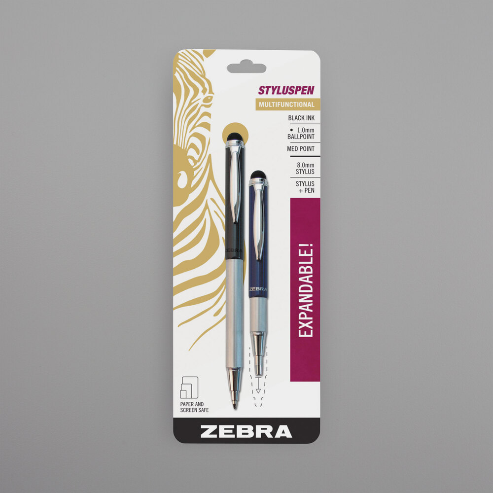 Zebra 33602 StylusPen Black Ink with Blue and Gray Barrel 1mm