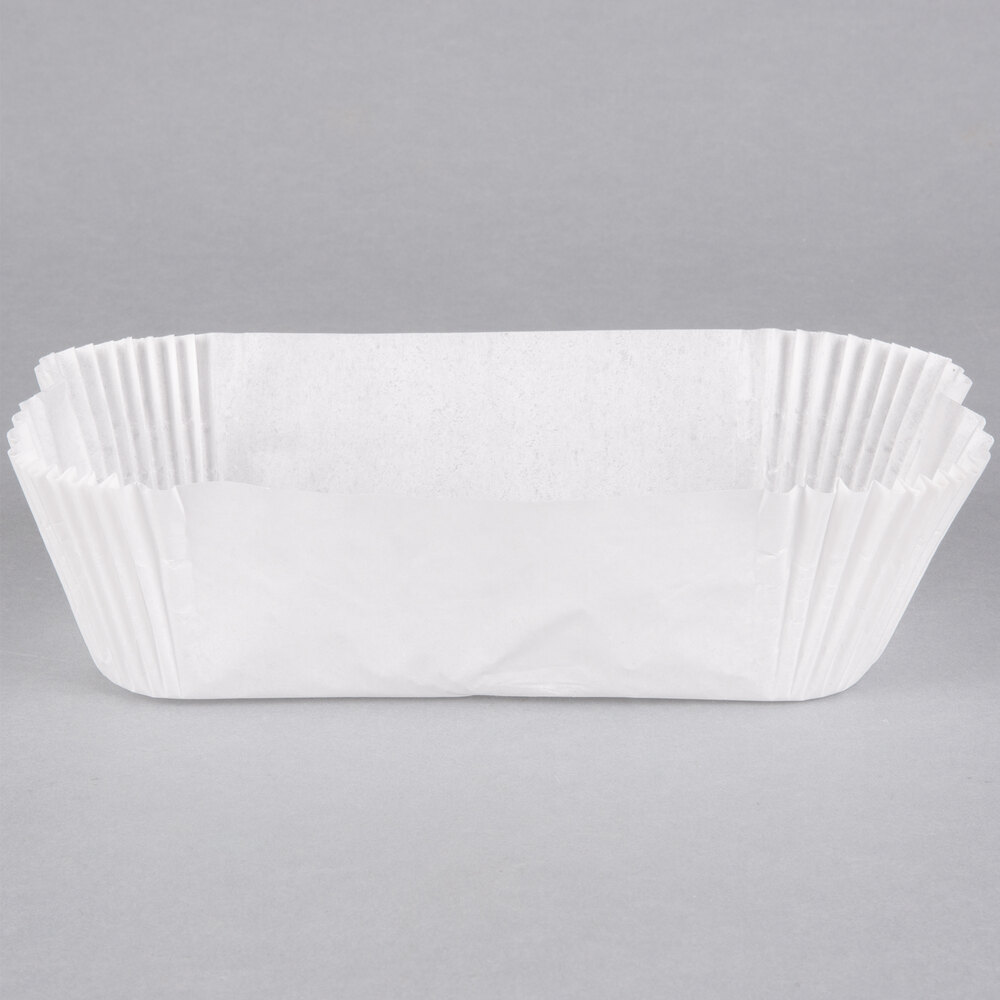7 5/16" White DryWaxed Fluted Oblong Loaf Liners 2000/Case