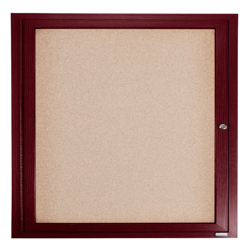 Aarco CBC3636R 36" x 36" Enclosed Indoor Hinged Locking 1 Door Bulletin