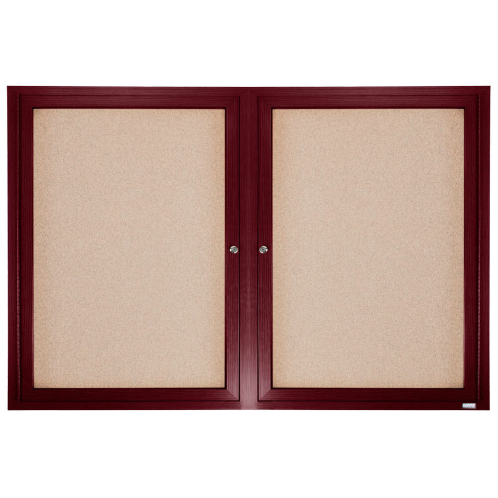 Aarco CBC4872R 48" x 72" Enclosed Indoor Hinged Locking 2 Door Bulletin