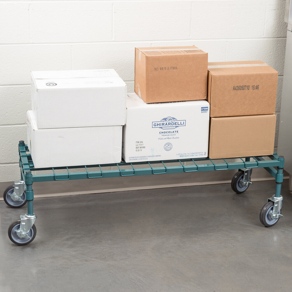 Regency 18" x 48" HeavyDuty Mobile Green Dunnage Rack with Mat