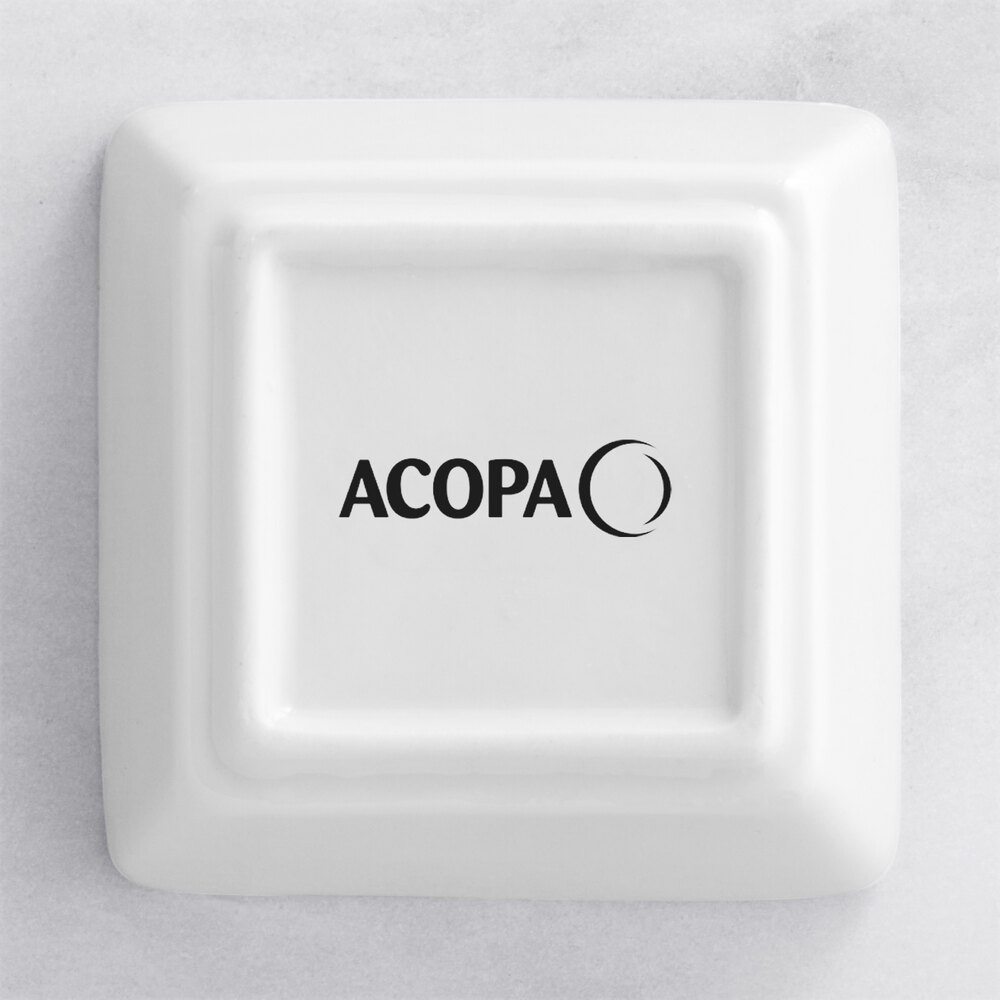 Acopa 4 oz. Square Bright White Porcelain Sauce Cup - 12/Pack
