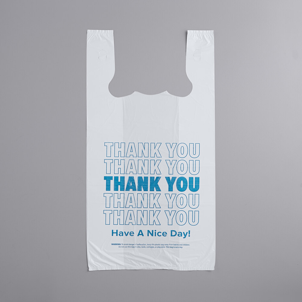 Grocery and Retail T-shirt Shopping Bag 1/6 Size Daisy Print Thank You 24 Mic 