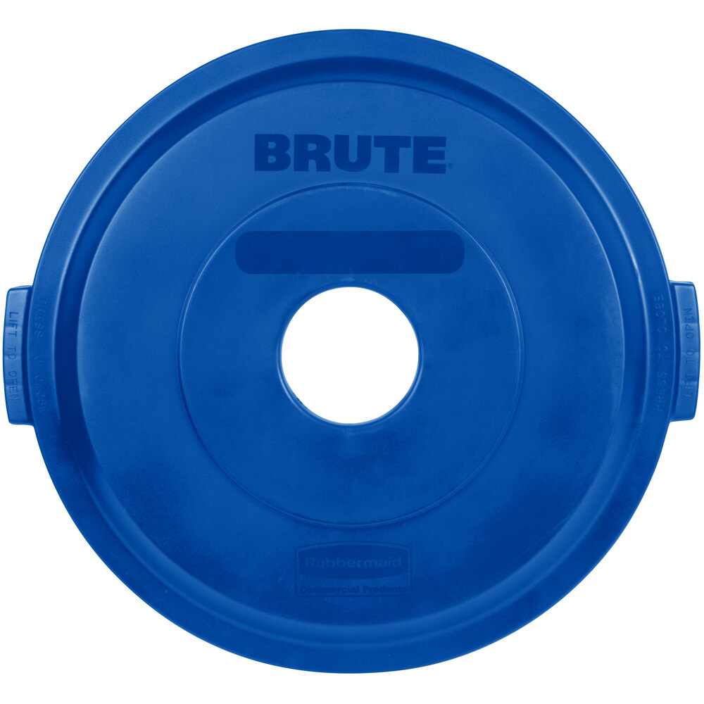 Rubbermaid 1788376 BRUTE Blue 32 Gallon Recycling Lid with Hole
