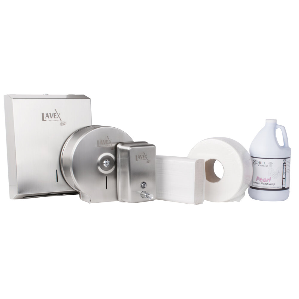 Lavex Restroom Dispenser Kit with Liquid Hand Soap